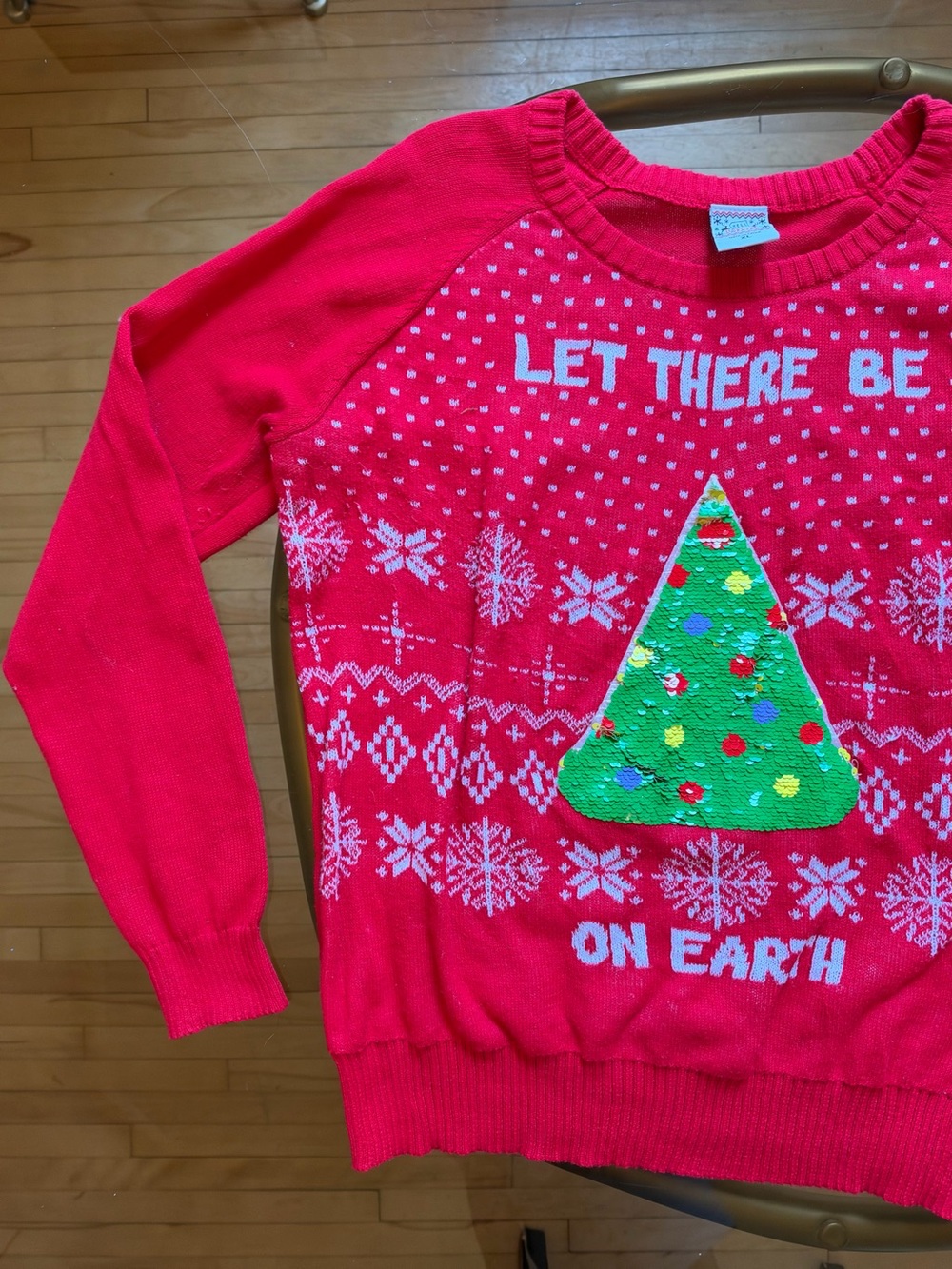 Holiday Sweater Sequin Christmas Tree - Size XL